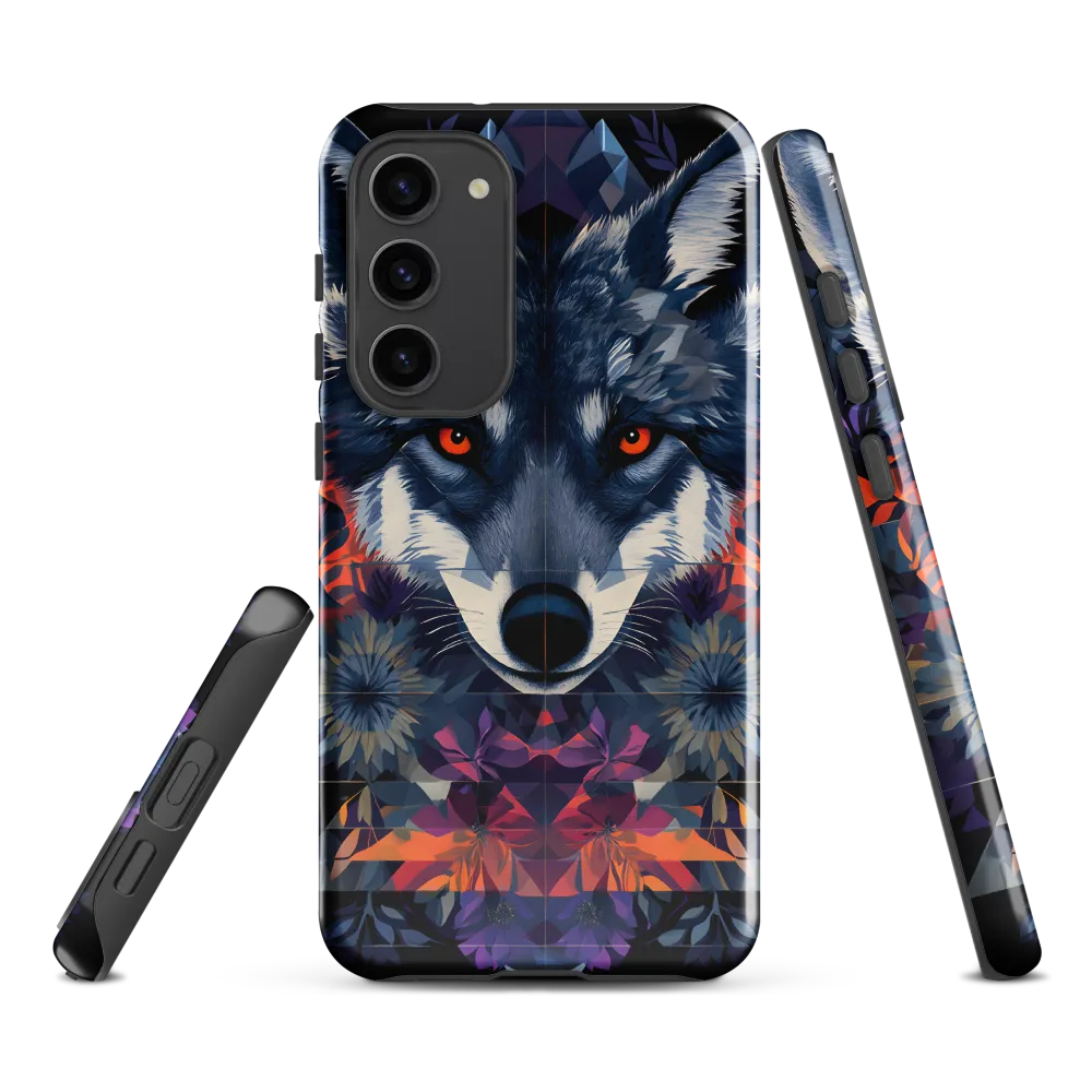 Mystical Wolf Amidst Floral Geometry