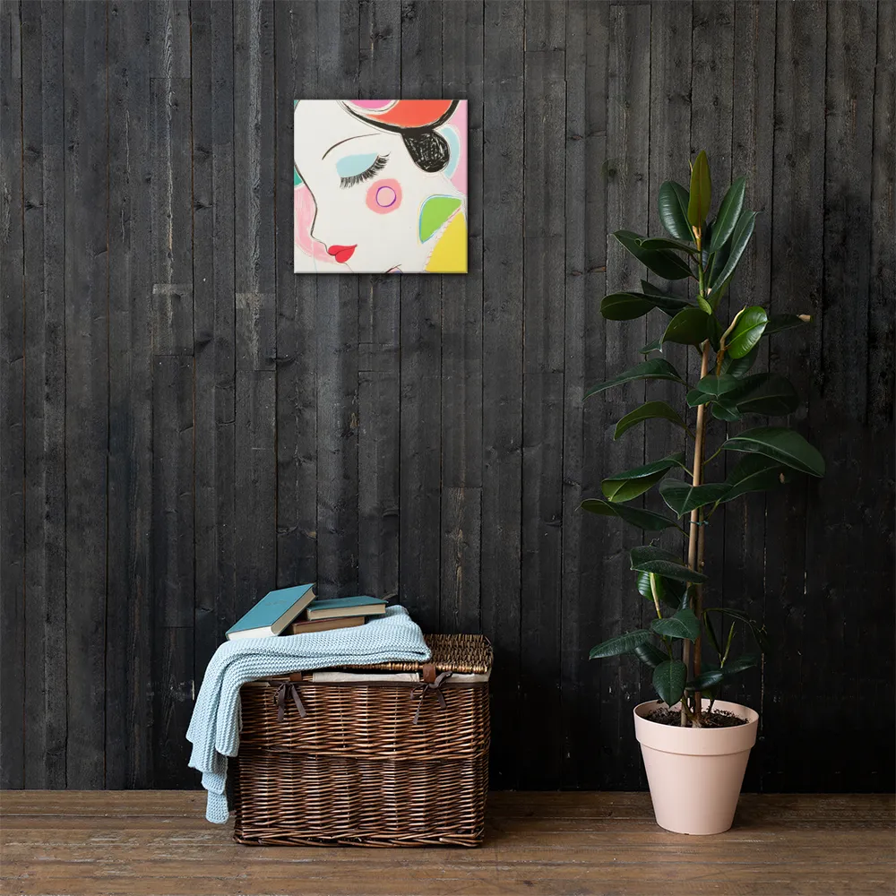 Whimsical Portrait in Colorful Abstraction | Canvas | 16″×16″