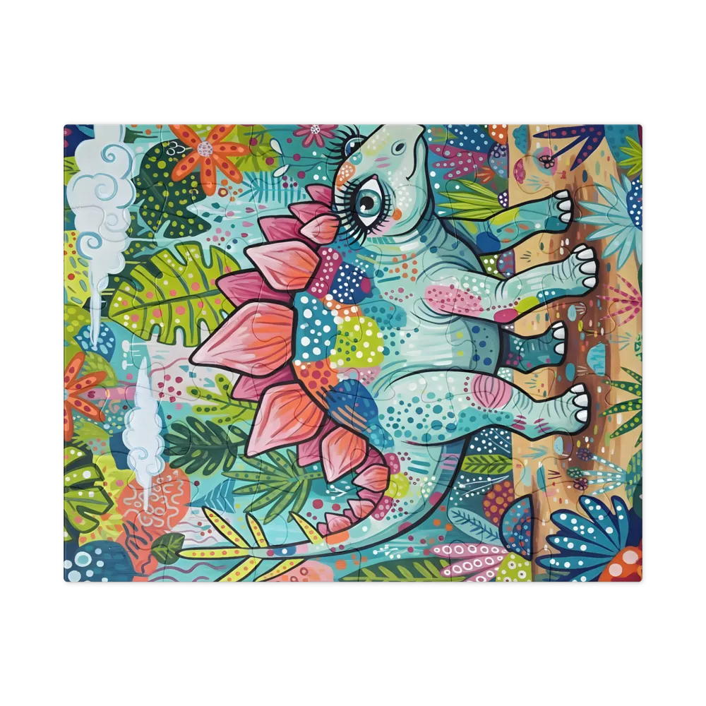 Floral Stegosaurus 
 Jigsaw Puzzle in Tin Box