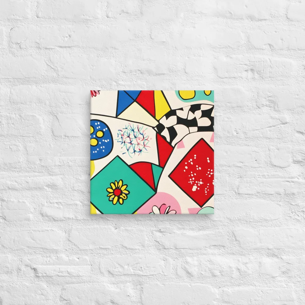 Joyful Geometry: A Playful Dance of Shapes and Colors | Canvas | 14″×14″