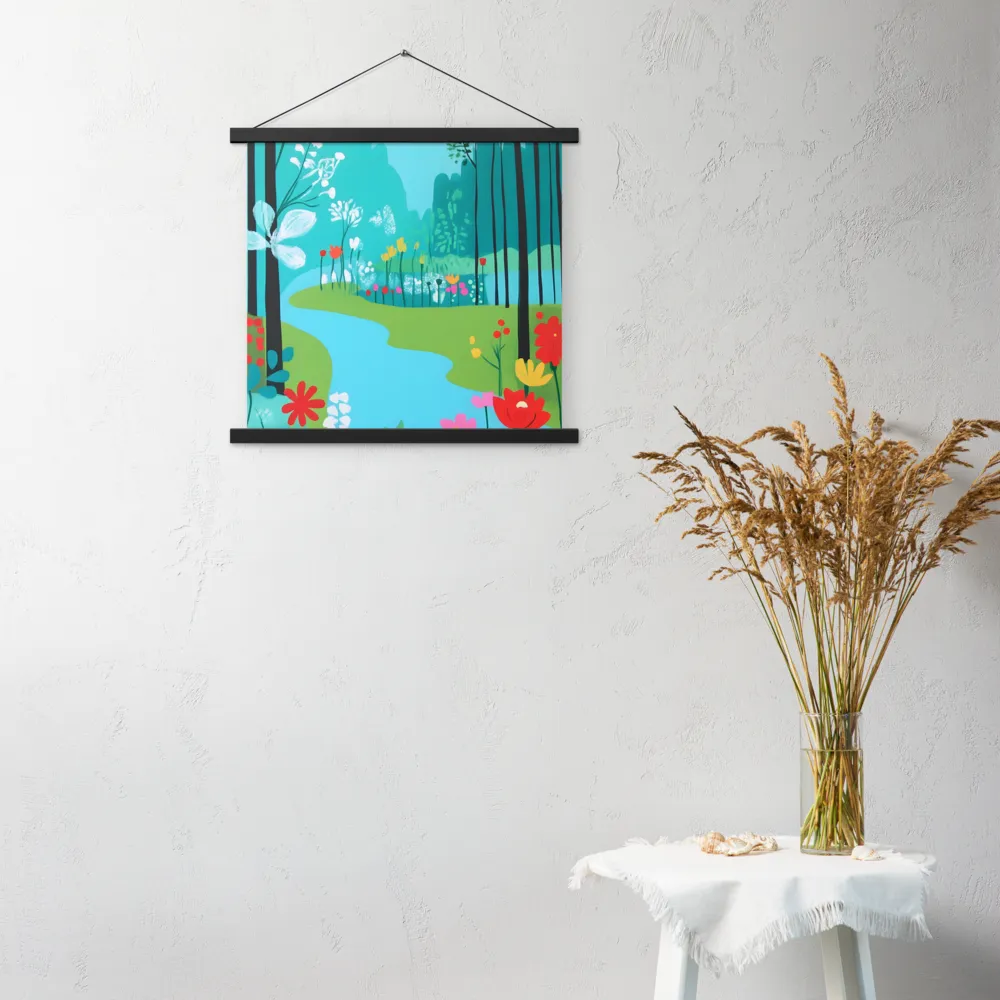 Whispers of Spring: A Colorful Retreat | Poster With Black Wood Hanger | 18″×18″