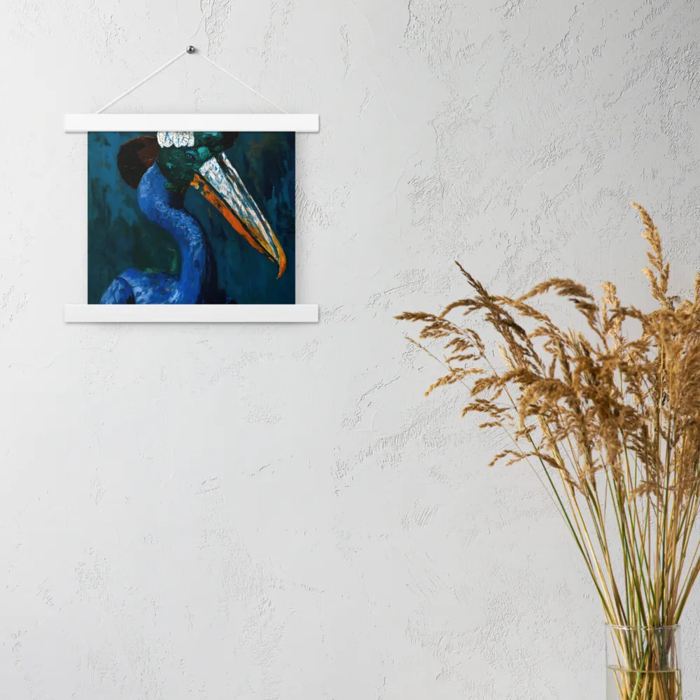 Majestic Absurdity: The Hat-Wearing Bird | Poster With White Wood Hanger | 10″×10″