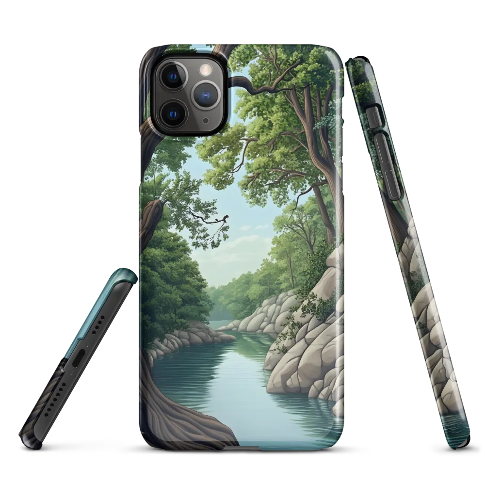 Tranquil Reflections: A Serene River Landscape | Phone Case |  11 Pro Max | Snap Case | Glossy