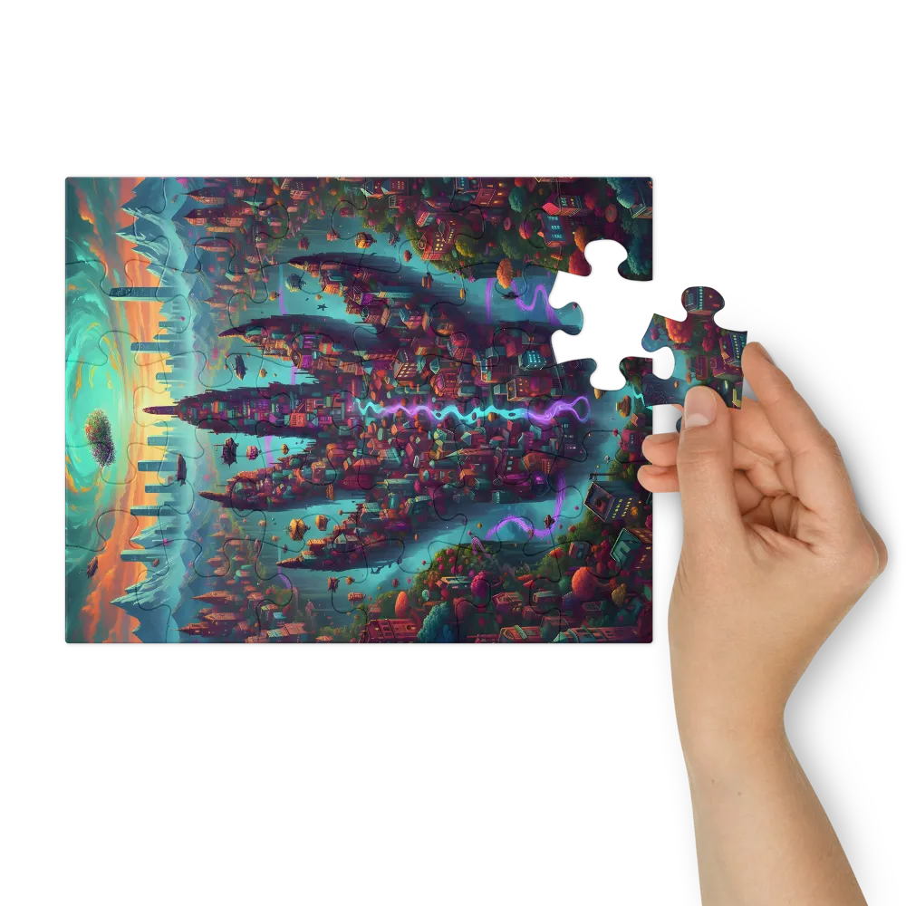 Otherworldly Floating City 
 Jigsaw Puzzle in Tin Box