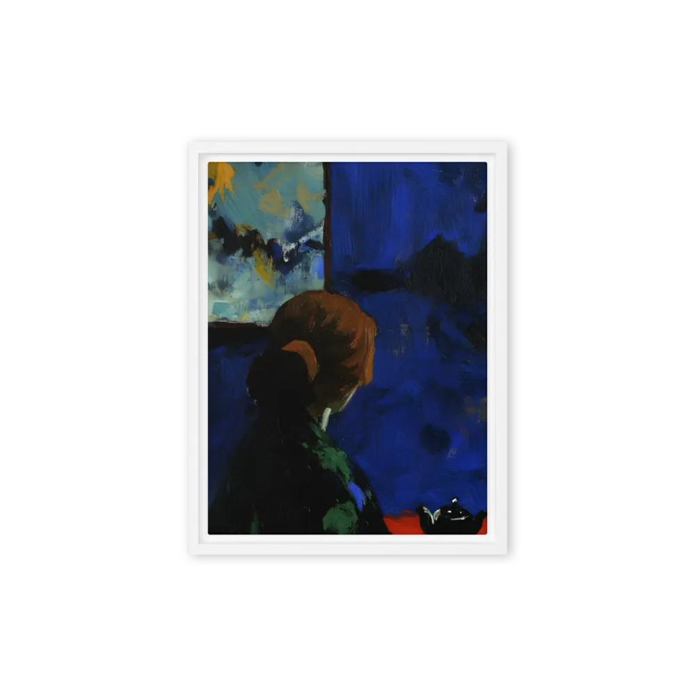 Contemplation Under the Night Sky | Canvas with White Frame | 9″×12″