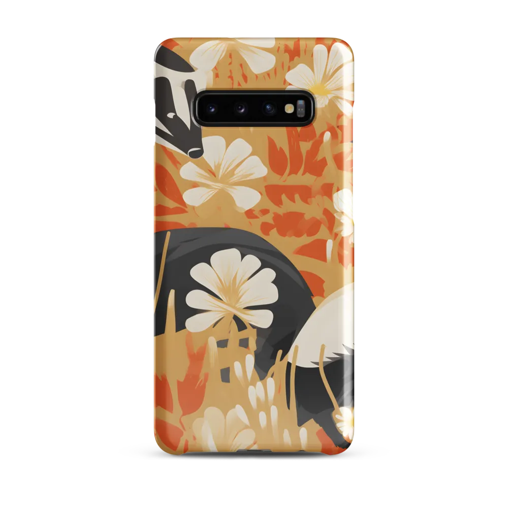 Whimsical Badgers in Bloom | Phone Case |  S10 Plus | Snap Case | Glossy