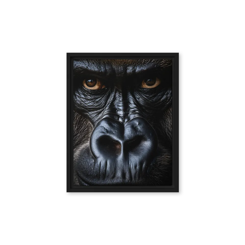 Gaze of the Wild: A Gorilla's Portrait | Canvas with Black Frame | 11″×14″