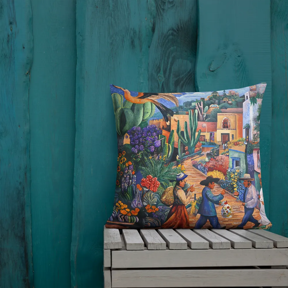 A Mosaic Journey Through Colorful Landscapes | Pillow | 22″×22″