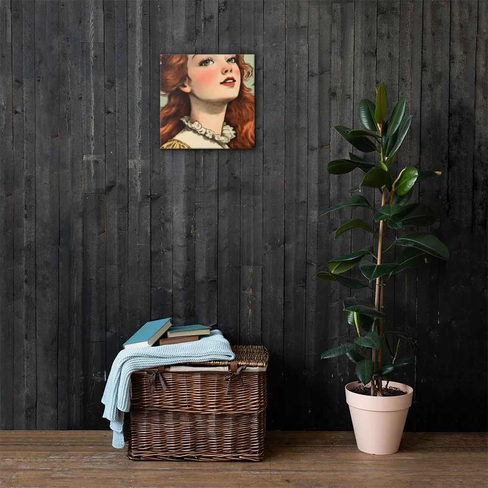 Whimsical Portrait of a Flower-Adorned Girl | Canvas | 16″×16″