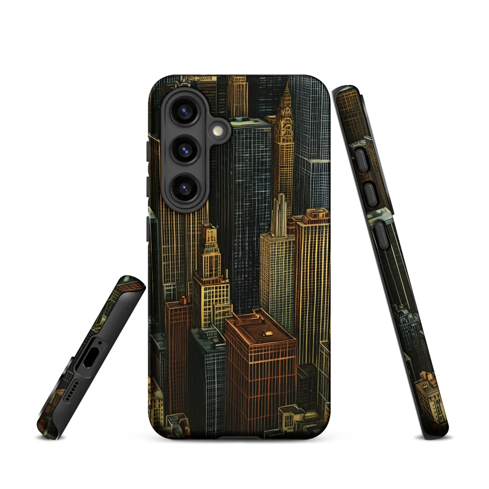 Urban Elegance: A Golden Cityscape | Phone Case |  S24 | Tough Case | Matte