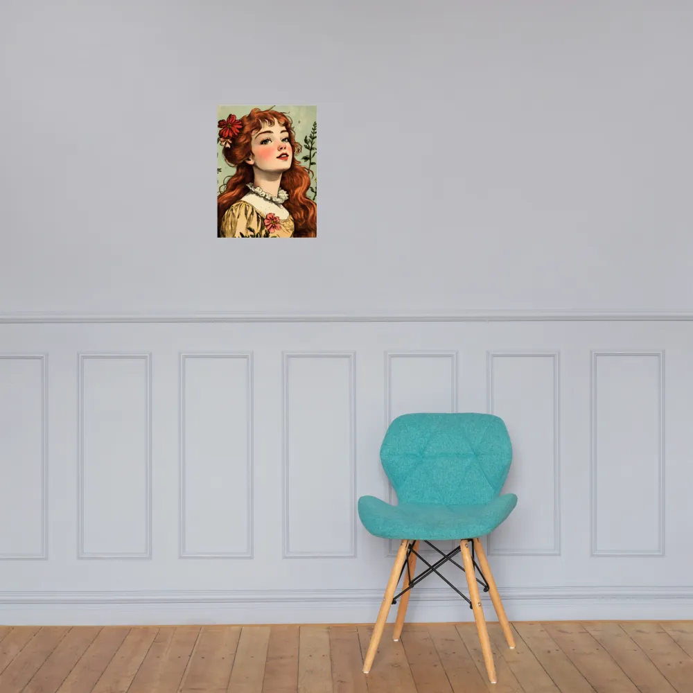 Whimsical Portrait of a Flower-Adorned Girl | Poster | 12″×16″