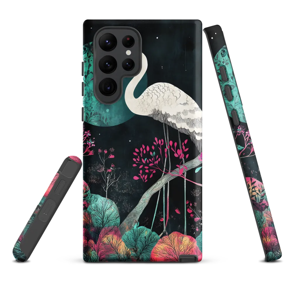 Ethereal Presence: Heron in a Floral Dreamscape | Phone Case |  S22 Ultra | Tough Case | Matte