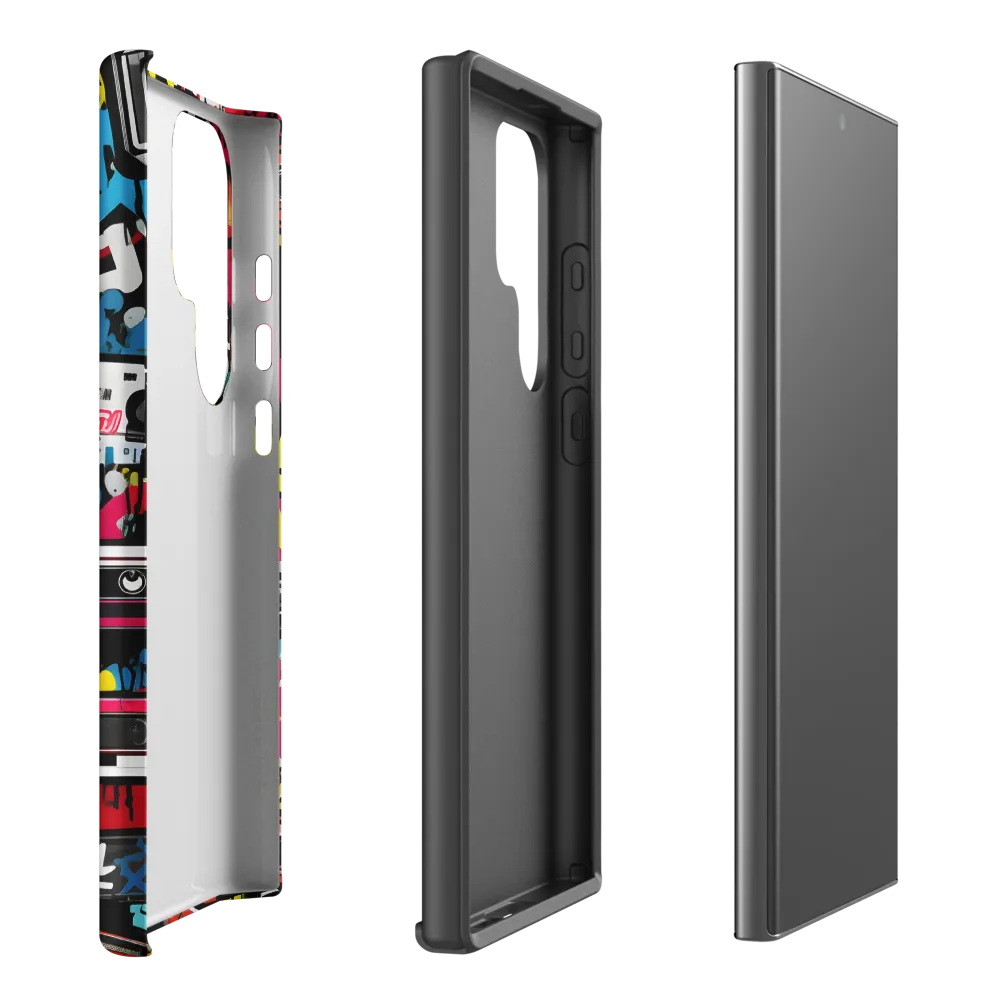 Urban Nostalgia: A Retro Cassette Explosion | Phone Case |  S23 Ultra | Tough Case | Matte