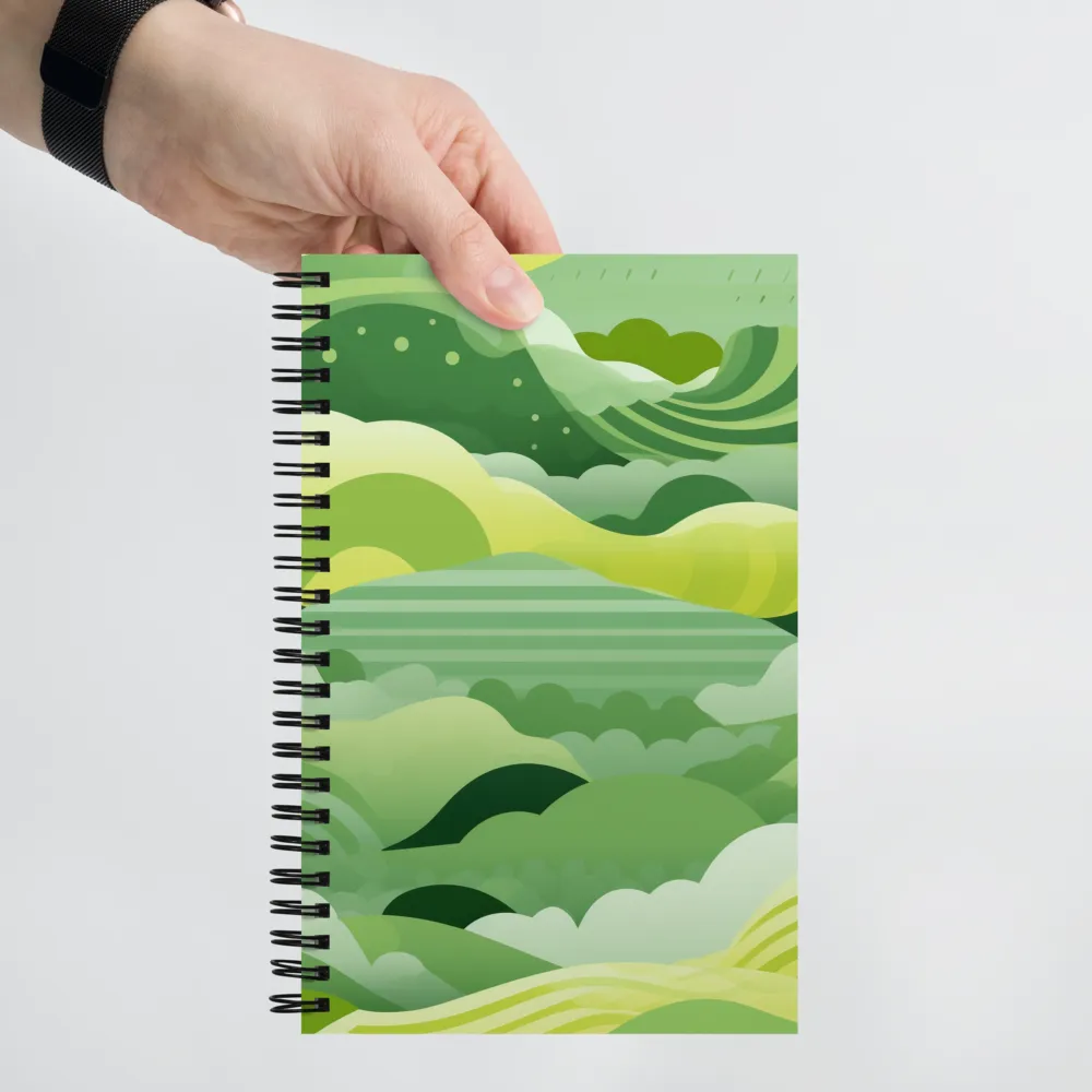 Tranquility in Green Waves | Spiral Notebook