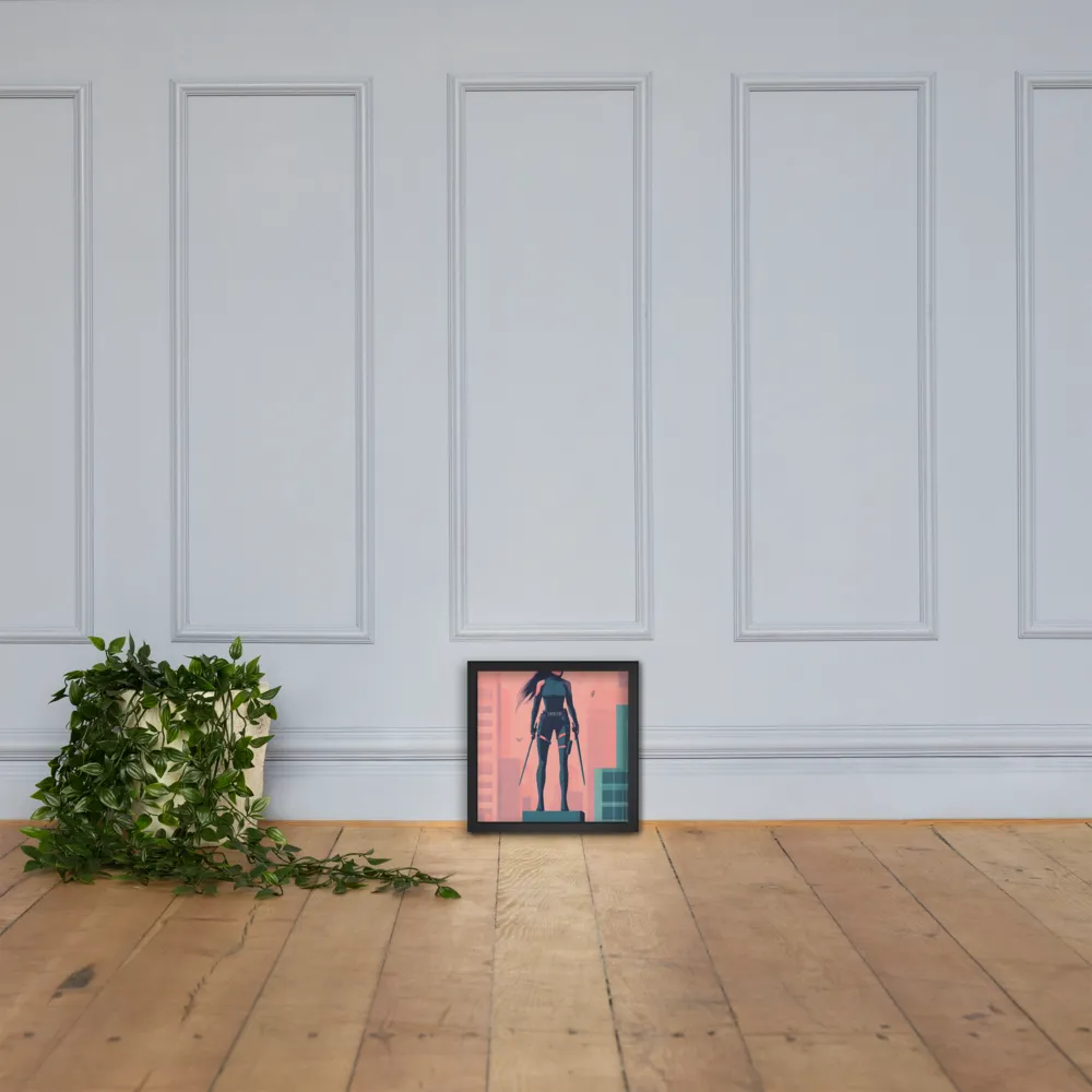 Urban Sentinel: A Warrior's Stand | Poster with Black Frame | 12″×12″