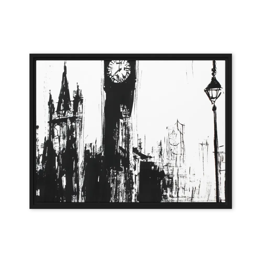 Clock Tower in Motion | Canvas with Black Frame | 18″×24″