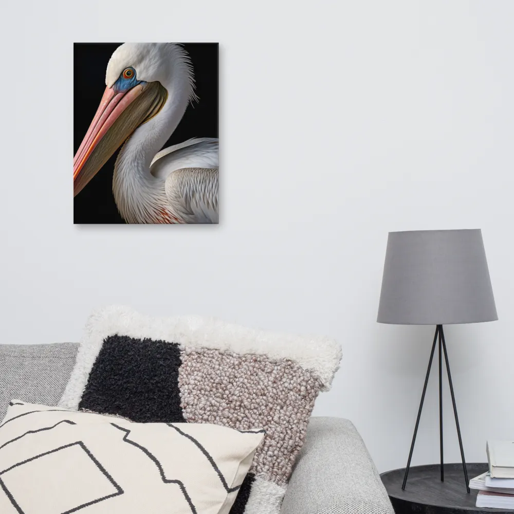 Elegance in White: The Pelican | Canvas | 16″×20″