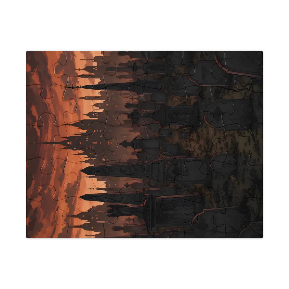 Graveyard at Dusk 
 Jigsaw Puzzle in Tin Box