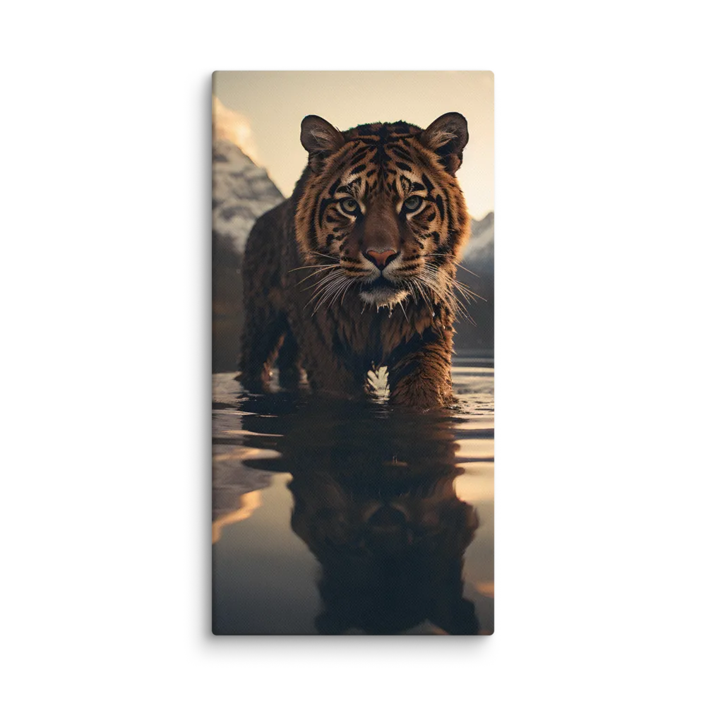 Majestic Reflection: The Tiger's Domain | Canvas | 10″×20″