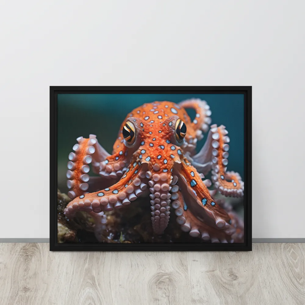 Curiosity of the Deep: The Orange Octopus | Canvas with Black Frame | 16″×20″