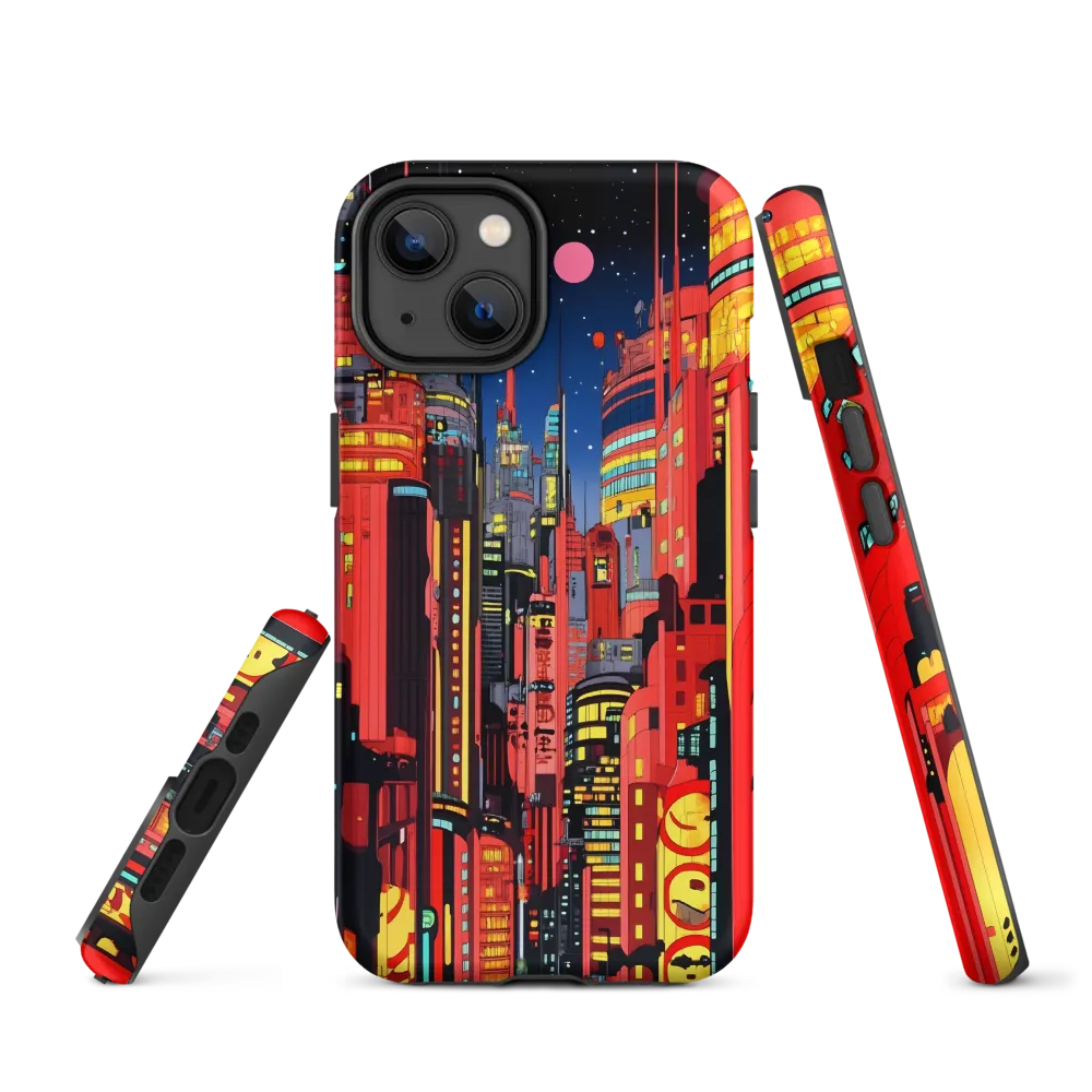 Neon Dreams: A Cyberpunk Cityscape | Phone Case |  14 | Tough Case | Matte