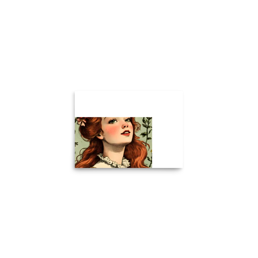 Whimsical Portrait of a Flower-Adorned Girl | Poster | 5″×7″