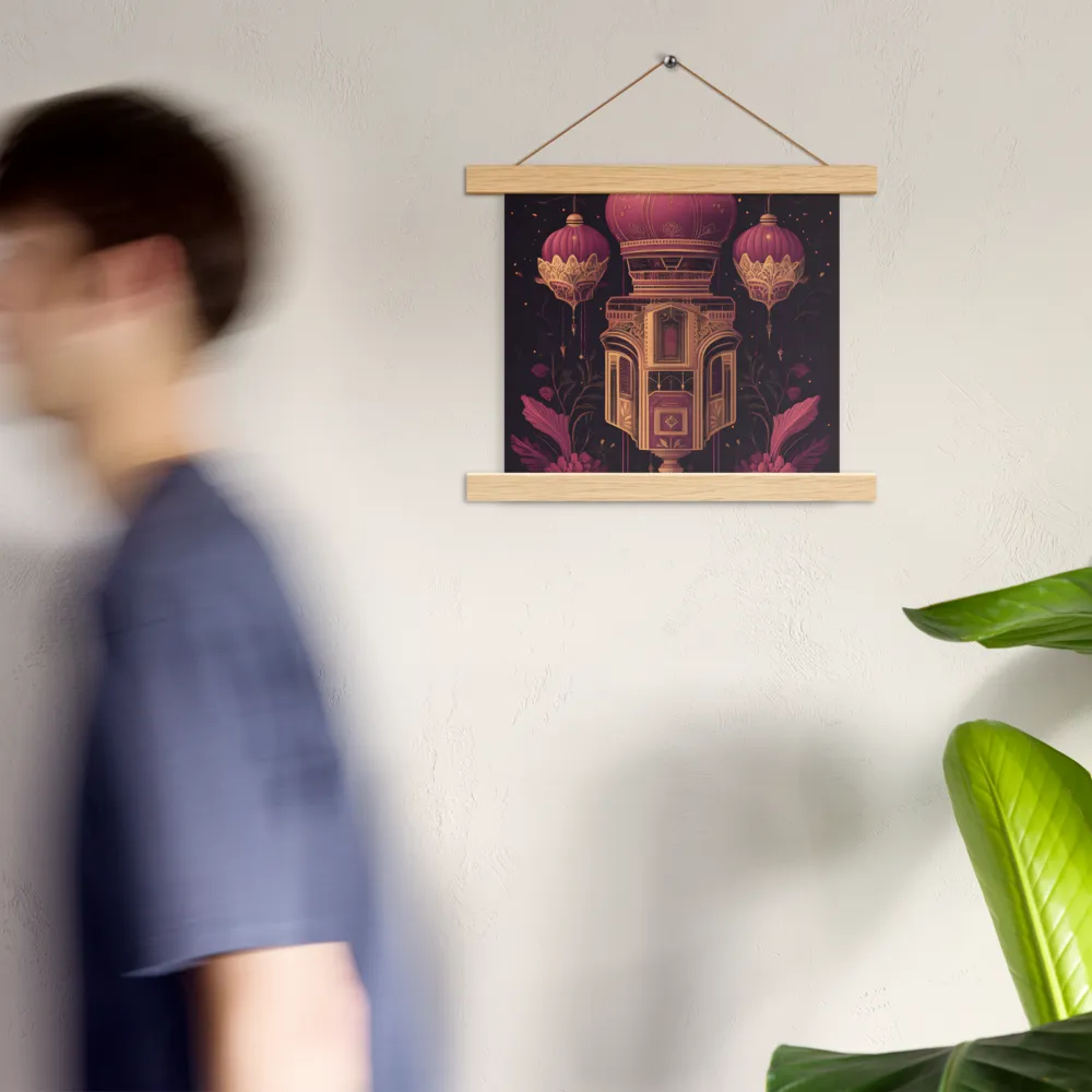 Ornate Harmony: A Digital Floral Architecture | Poster With Oak Wood Hanger | 10″×10″