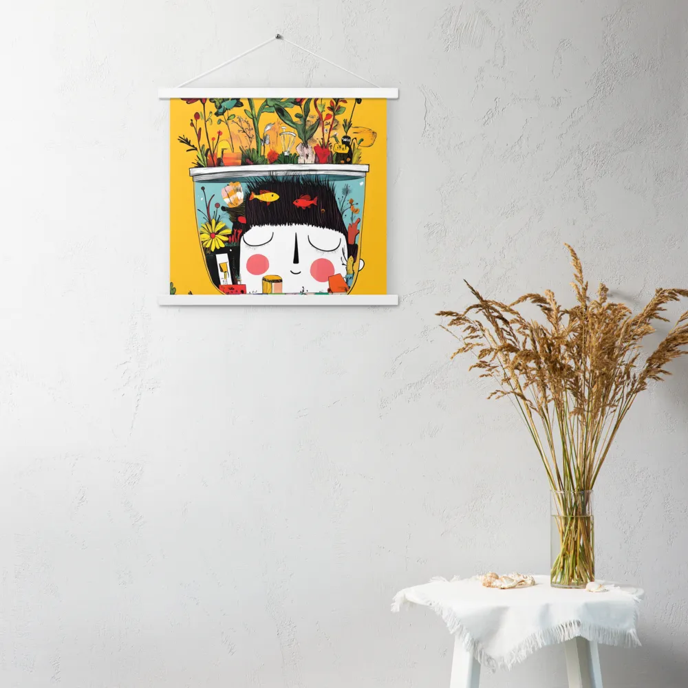 Whimsical Garden Head | Poster With White Wood Hanger | 18″×18″