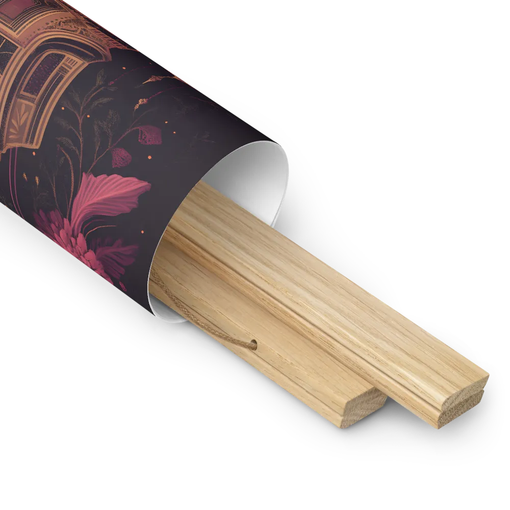 Ornate Harmony: A Digital Floral Architecture | Poster With Oak Wood Hanger | 10″×10″