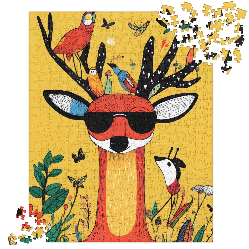 Playful Deer with Sunglasses | Jigsaw Puzzle | 520 pieces