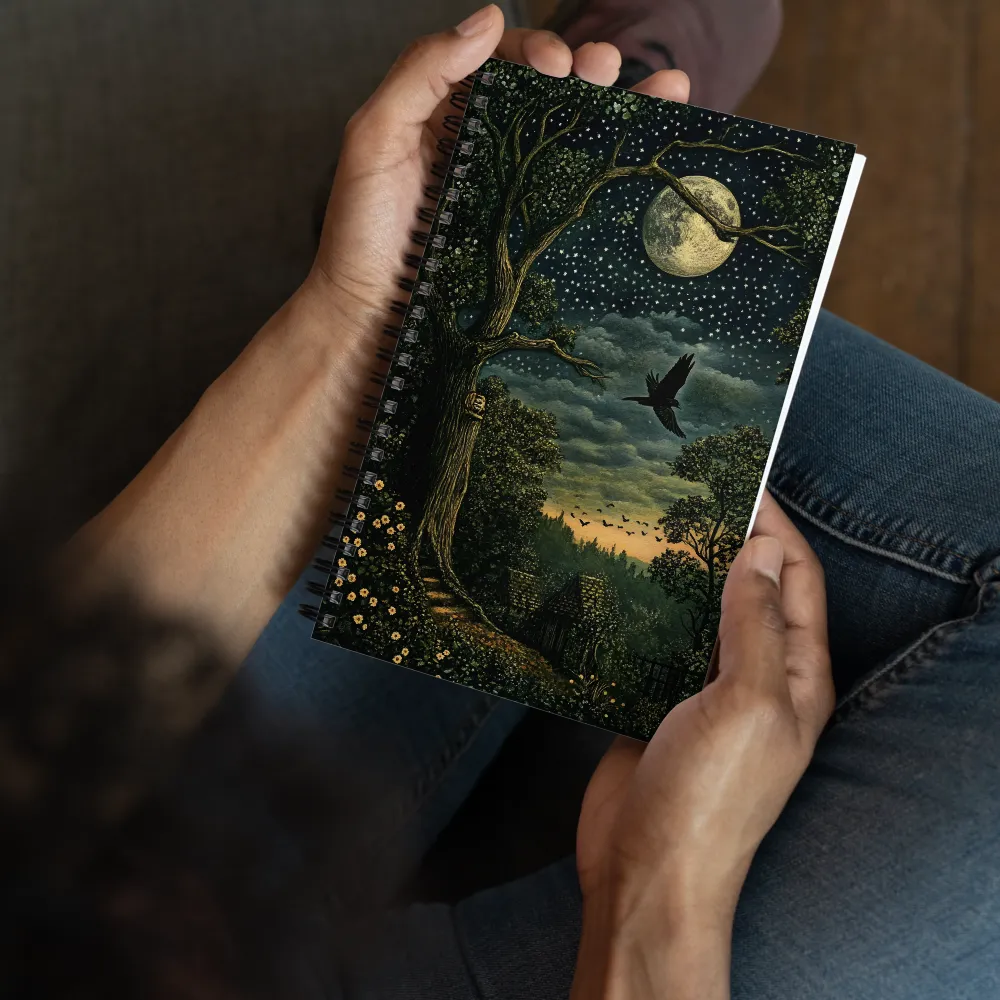 Mystical Nightscape Under the Full Moon | Spiral Notebook