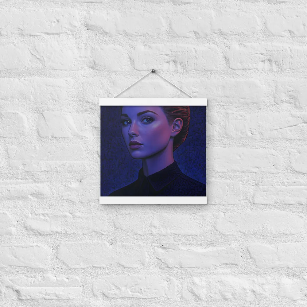 Ethereal Portrait in Blue and Red | Poster With White Wood Hanger | 12″×12″