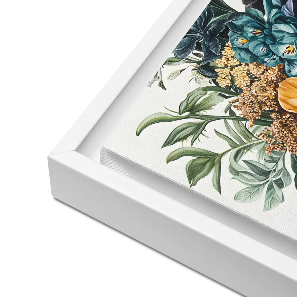 Floral Symphony | Canvas with White Frame | 16″×16″