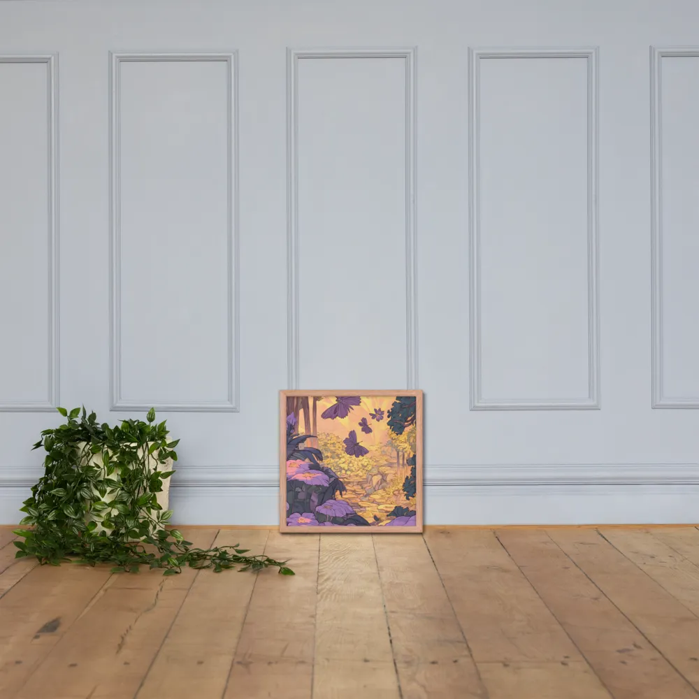 A Serene Dance of Butterflies | Poster with Red oak Frame | 16″×16″