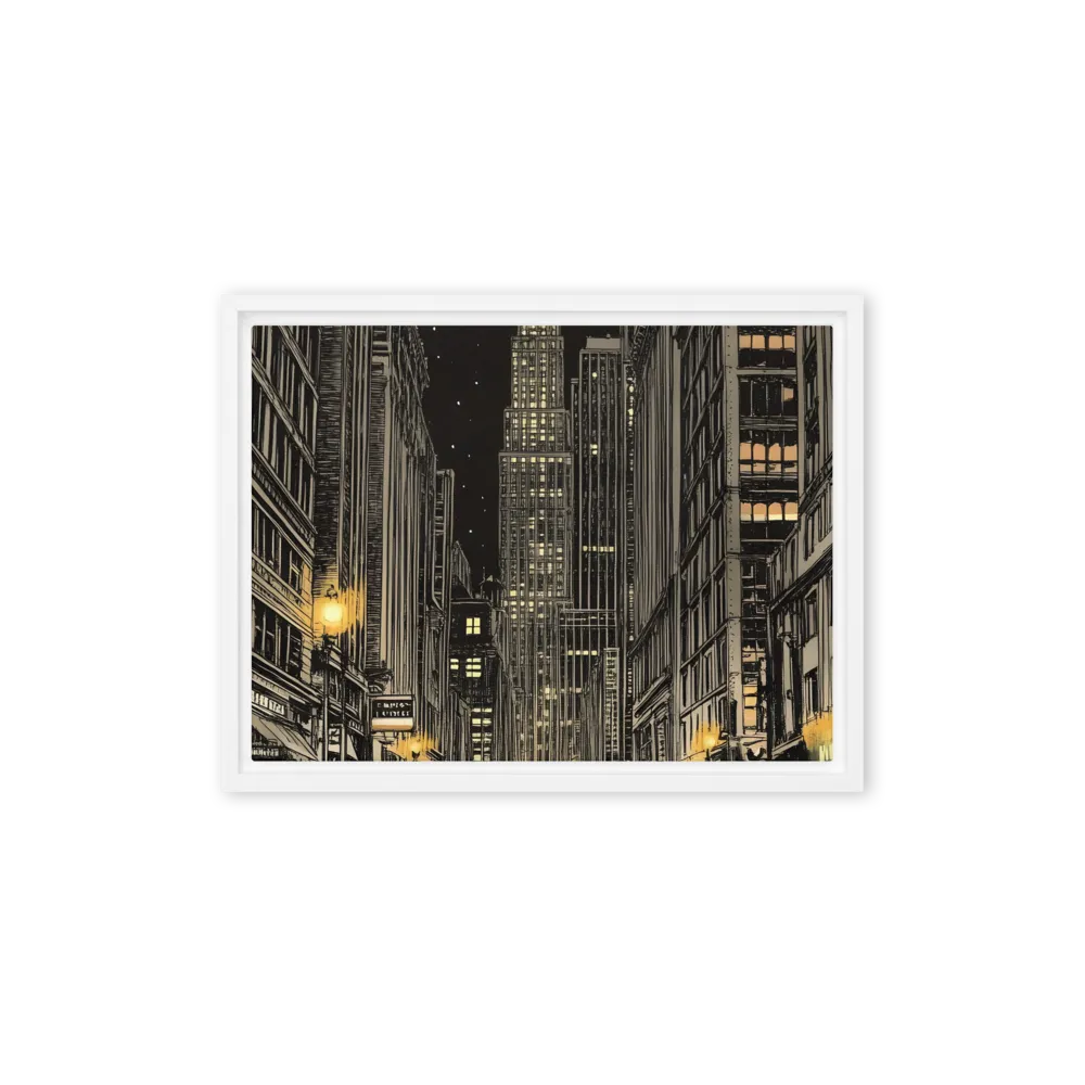 Whispers of the Night City | Canvas with White Frame | 12″×16″