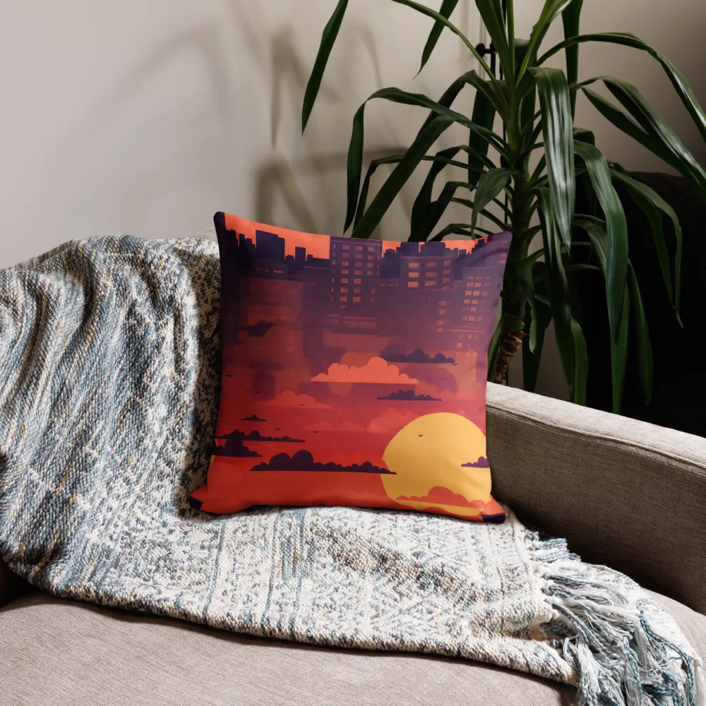 Serene Sunset Cityscape | Pillow | 18″×18″