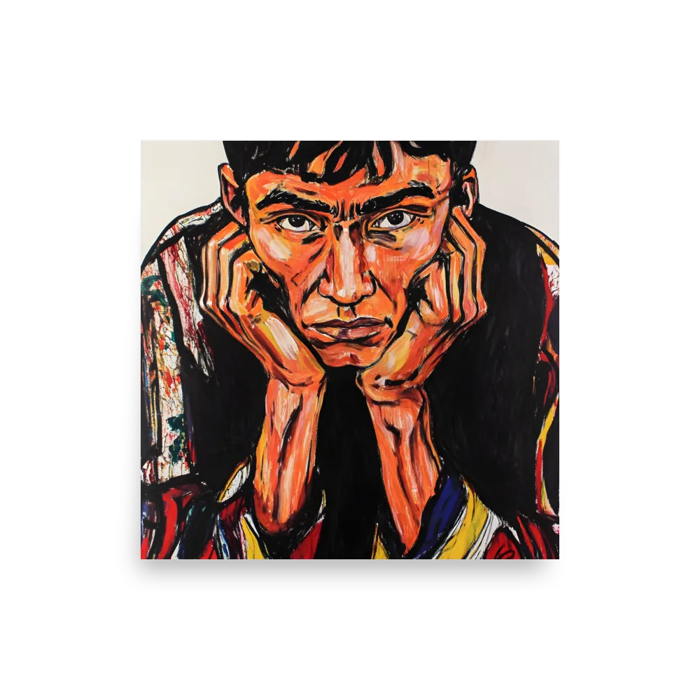 Contemplative Intensity: An Expressionist Portrait
