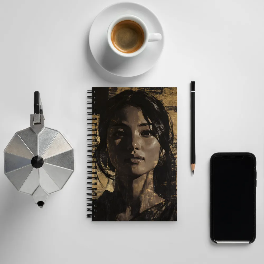 Golden Gaze: A Contemporary Portrait | Spiral Notebook