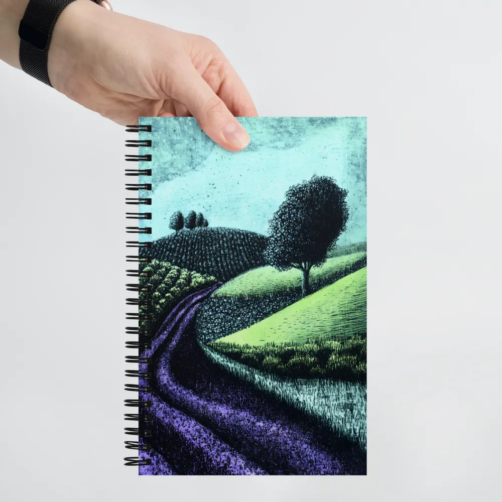 Winding Serenity: A Modern Landscape | Spiral Notebook