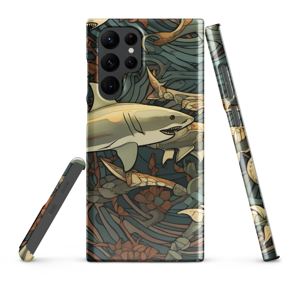Dynamic Harmony of Sharks and Flora | Phone Case |  S22 Ultra | Snap Case | Glossy