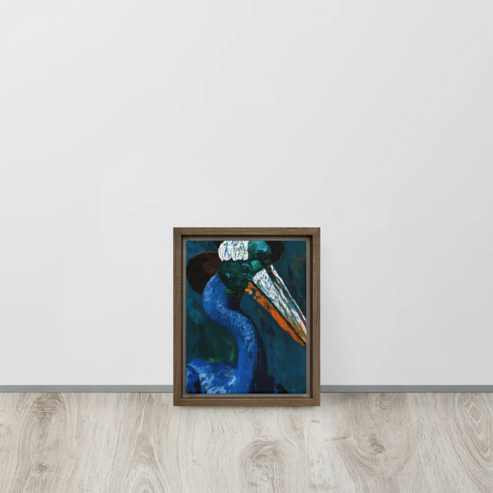 Majestic Absurdity: The Hat-Wearing Bird | Canvas with Brown Frame | 8″×10″