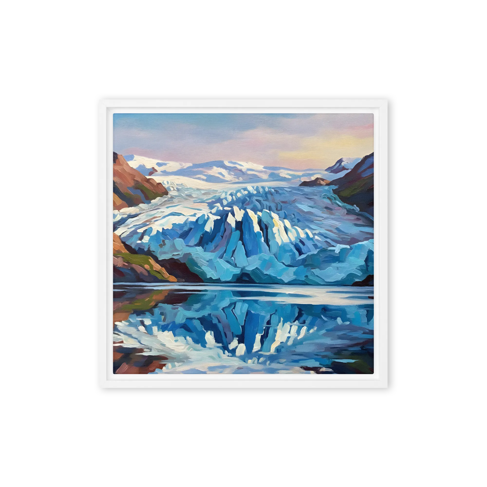 Glacier Reflection at Sunset 
 Canvas with White Frame