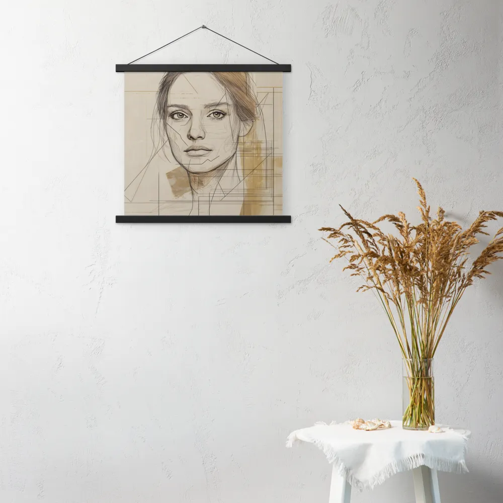 Geometric Elegance: A Modern Portrait | Poster With Black Wood Hanger | 18″×18″