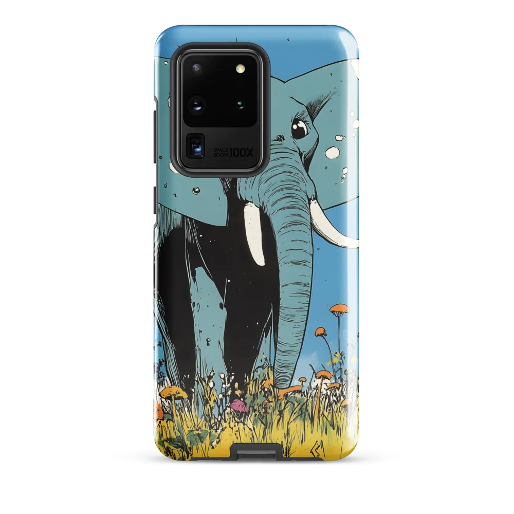 Whimsical Blue Elephant in Bloom
