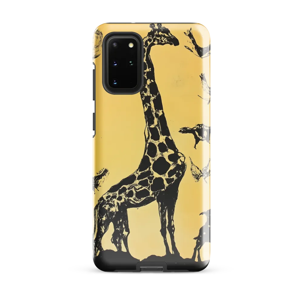 Whimsical Harmony of Giraffe and Birds