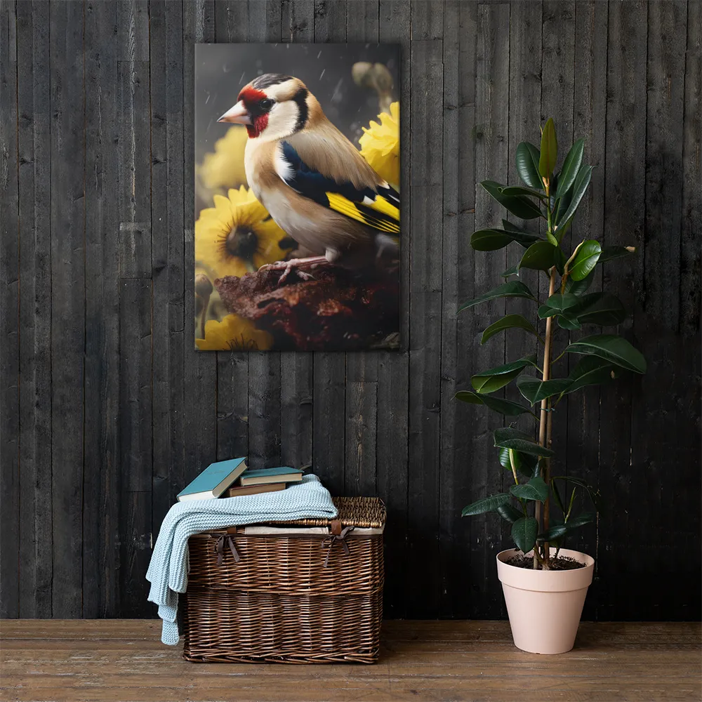 Harmony in Nature: A Goldfinch Amidst Blooms