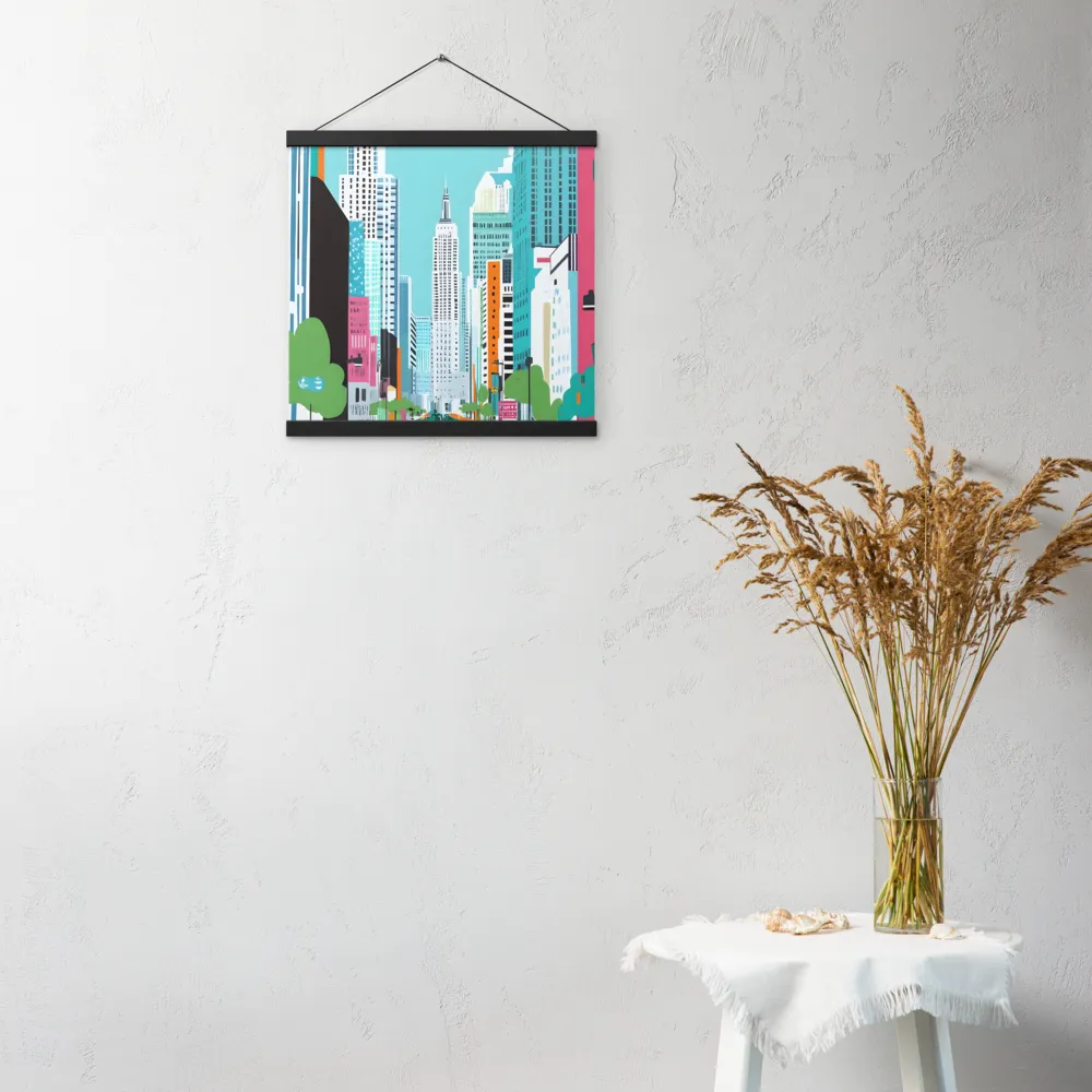 Urban Symphony: A Modern Cityscape | Poster With Black Wood Hanger | 16″×16″