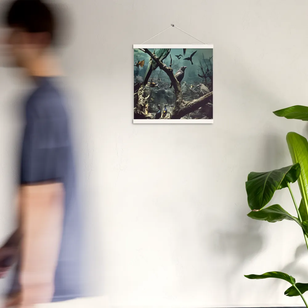 Whispers of the Avian Realm | Poster With White Wood Hanger | 16″×16″