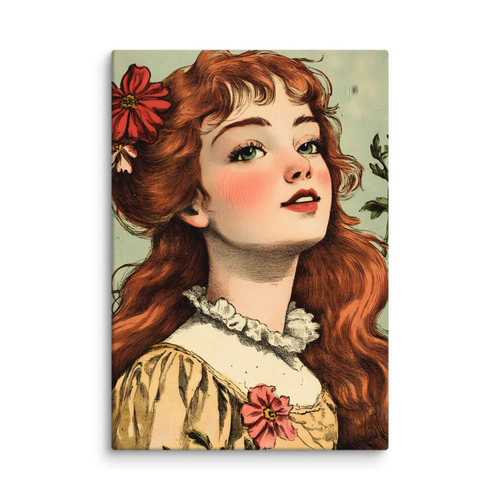 Whimsical Portrait of a Flower-Adorned Girl | Canvas | 18″×26″