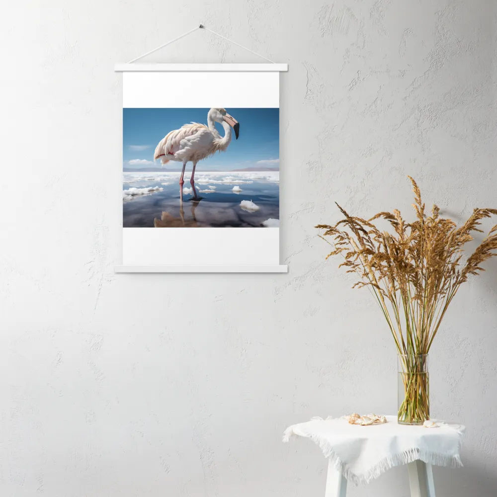 Graceful Solitude of a Flamingo | Poster With White Wood Hanger | 18″×24″